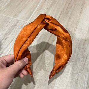 Silk, orange top knot headband